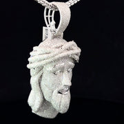 SOLID GOLD NATURAL DIAMOND JESUS HEAD PENDANT